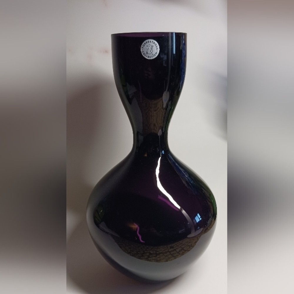 Art Glass Purple Amethyst Vase Torre & Tagus Collection